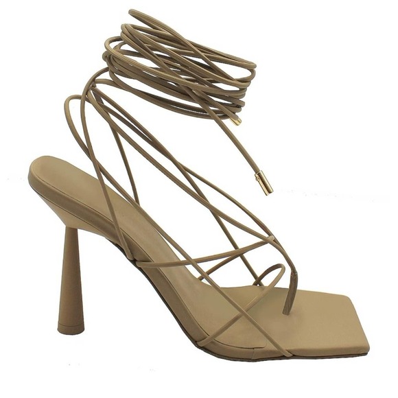 GIA BORGHINI x RHW Tall Lace Up Sandal in Biscotti size 37.5 - Picture 1 of 9